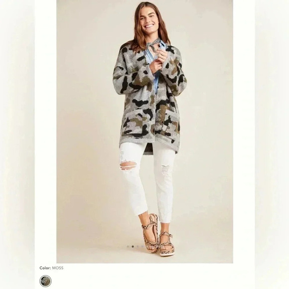 Anthropologie Vera Camo Cardigan in Moss Size Medium - Picture 8 of 16